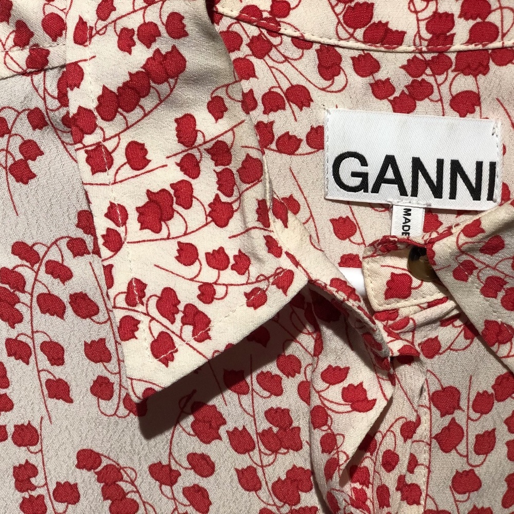 Ganni Ala Fleur de Lis Crepe Blouse